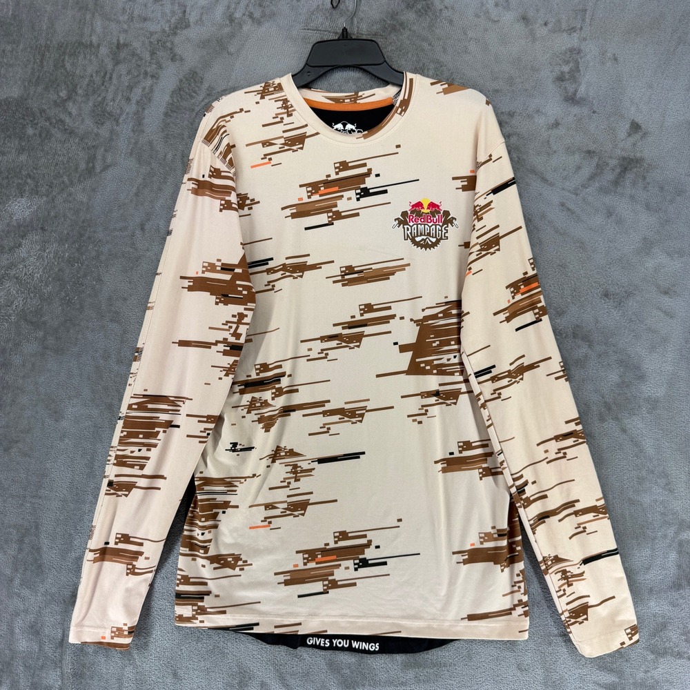 Red Bull Rampage MTB Jersey Mens Large Long Sleeve Camo Mesh Back Mountain Bike
